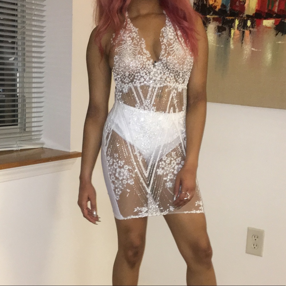 White Snowflake Sparkling Dress